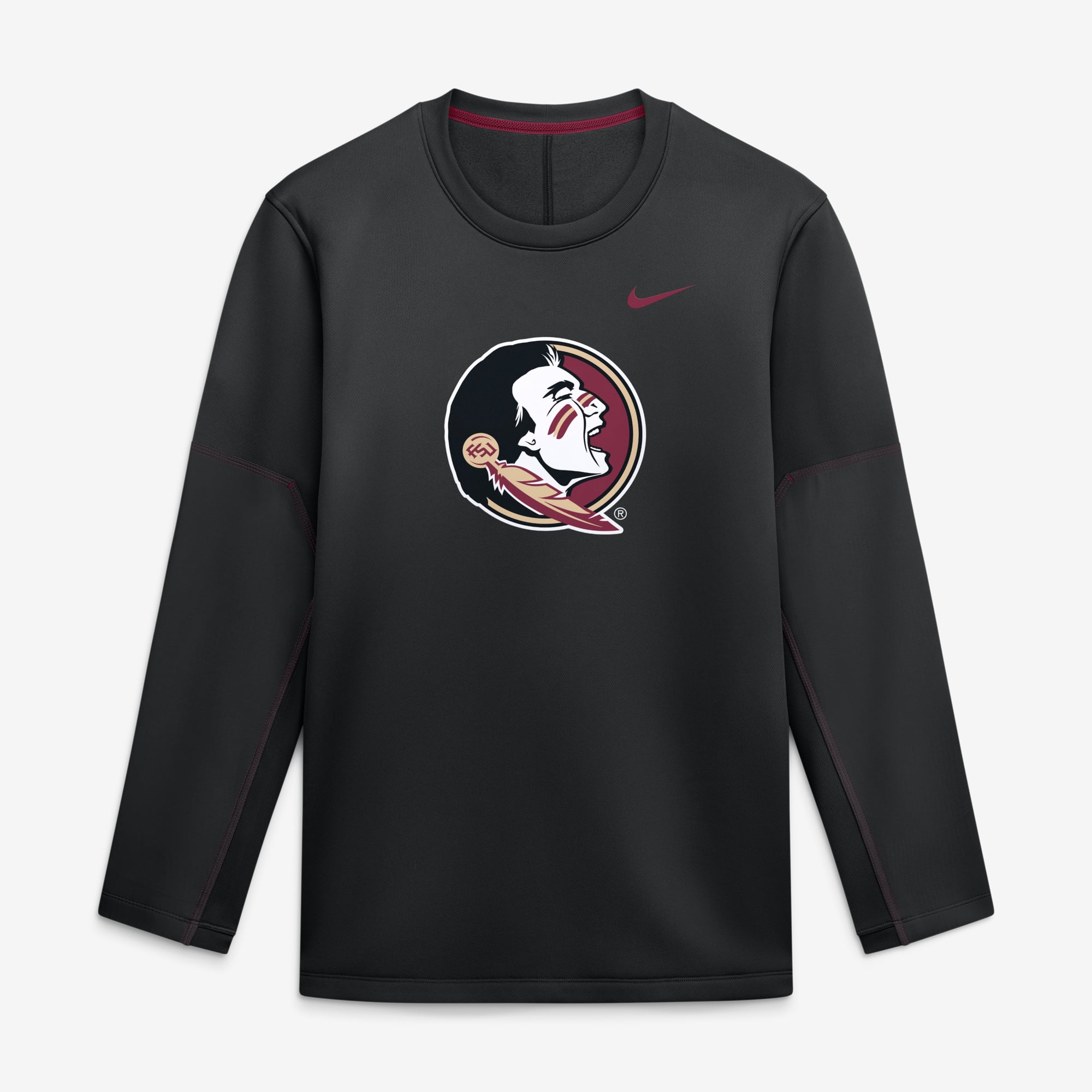 Men's Nike Garnet Florida State Seminoles 2026 Sideline Coaches Therma-FIT Long Sleeve Top